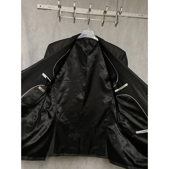 Geoffrey Beene Suit Men 44L Black Striped 2B Career Academia 40.5X29 Pants Luxe‎